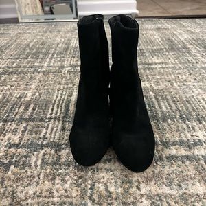 Black Suede Heeled Ankle Boots
